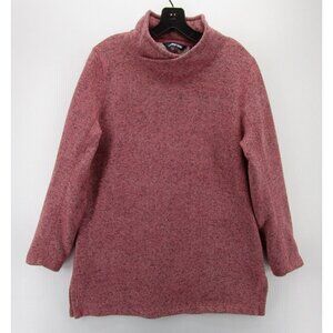 Lands End Sweater Medium Pullover Herringbone Preppy Knit Mock Neck